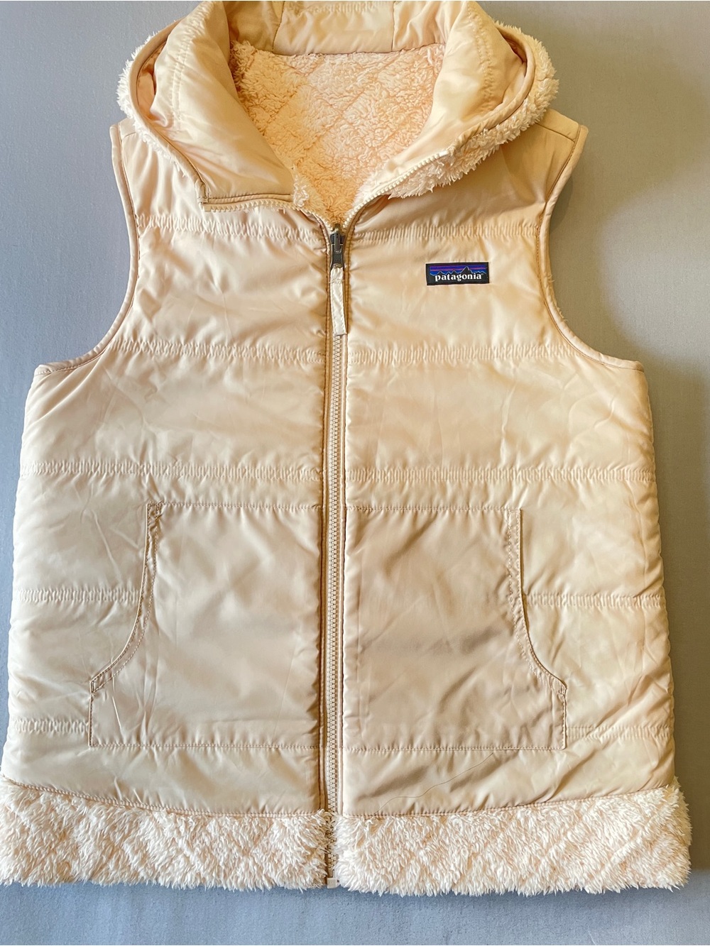 Patagonia Los Gatos Reversible Diamond Quilt Hooded Fleece Vest, Women’s Large - Picture 5 of 8